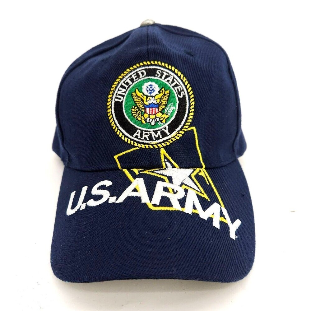 US Army Cap Navy Blue Embroidered United States Logo USA Military Hat Fits All